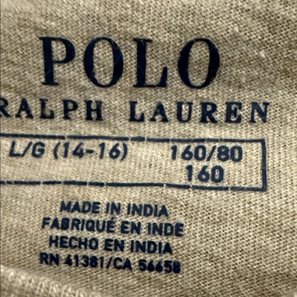 Polo by Ralph Lauren boys Long Sleeve Tees - Tan, Navy, White - Picture 2 of 3